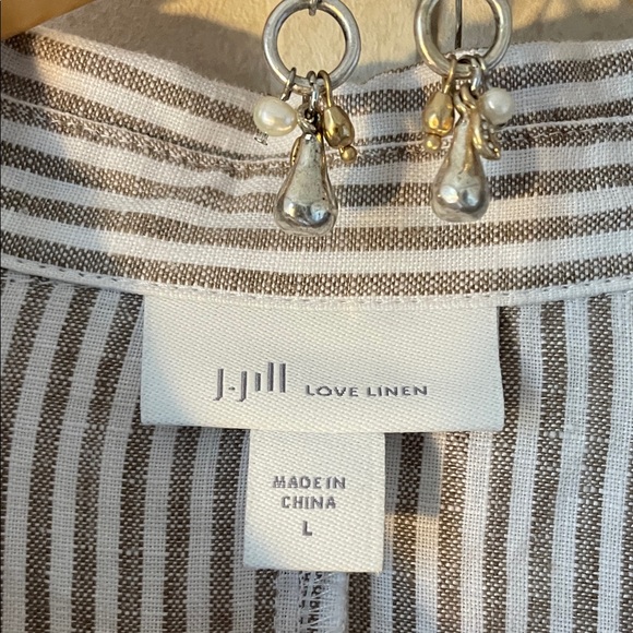 J. Jill Love Linen Striped 3/4 Sleeve Dress With Earrings - ALL NWT - Picture 2 of 16
